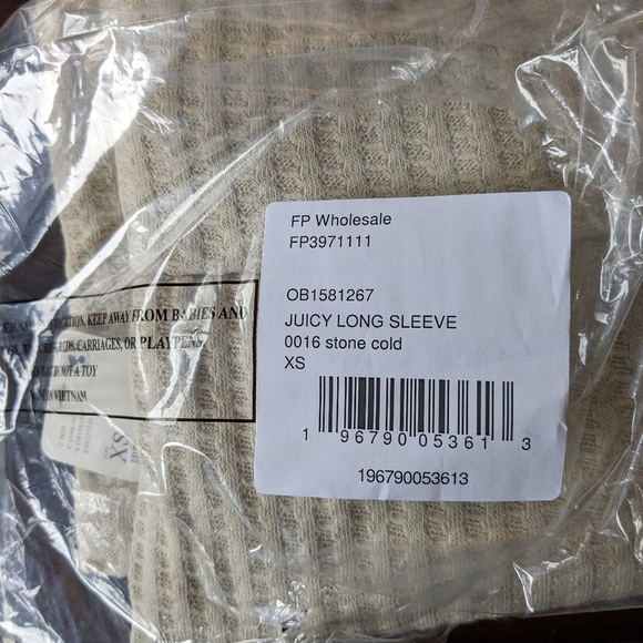 Free People Juicy Long Sleeve Women's Waffle Mock Longsleeve Size Xs Stone Cold - Picture 10 of 10